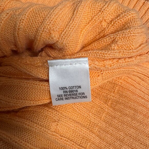 Studio Works Sweater Womens Sz XL Orange Cable Knit V-Neck Long Sleeve Pullover - Picture 6 of 8